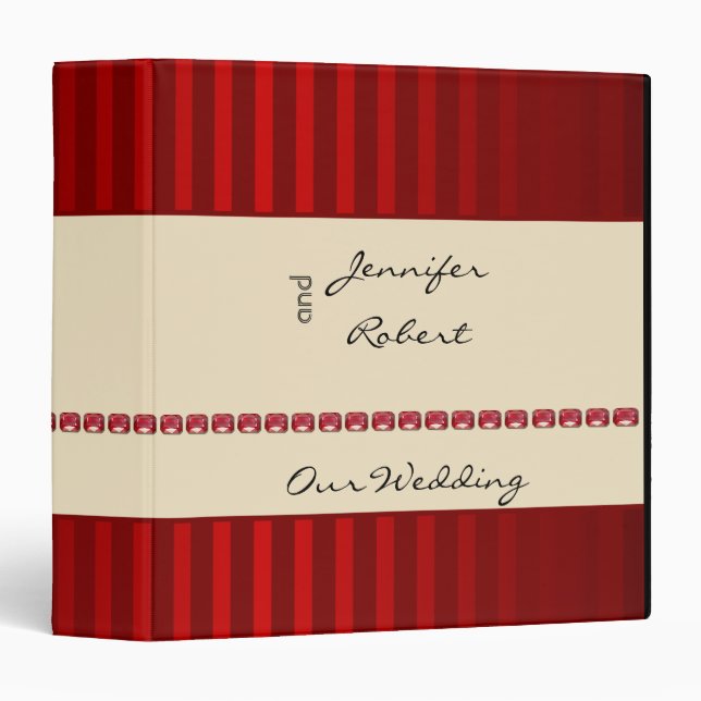 Red Stripe Ivory Band with Rubies Wedding Binder (Front/Spine)