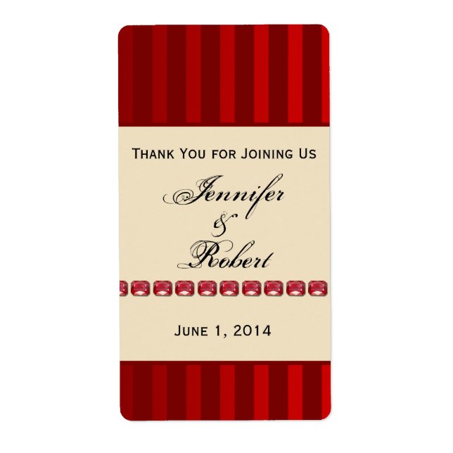 Red Stripe Ivory Band with Rubies Wine Label (Front)