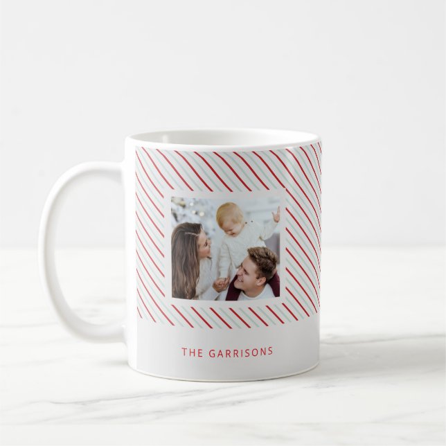 Red Stripe Merry Christmas Festive Bright Folded Coffee Mug (Left)