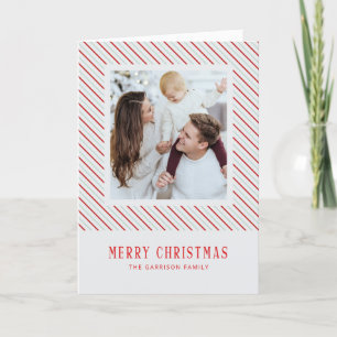 Red Stripe Merry Christmas Festive Bright Folded Holiday Card
