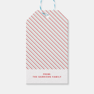 Red Stripe Merry Christmas Festive Bright Gift Tags