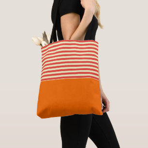 Red Stripe Orange Tote Bag