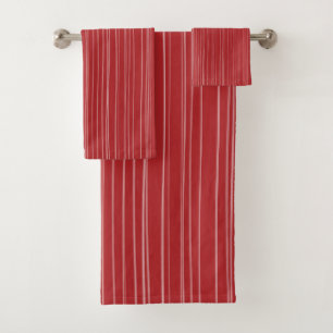 Red Stripe Pattern Bath Towel Set