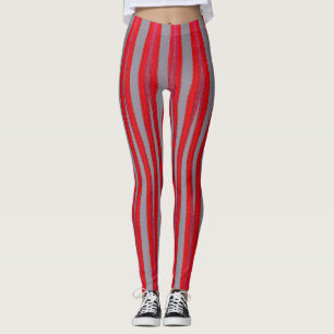 Red Stripe Pattern Yoga Gym Exercise Leggings