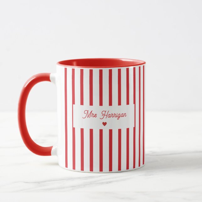 Red Stripe Teacher Coffee Mug (Left)