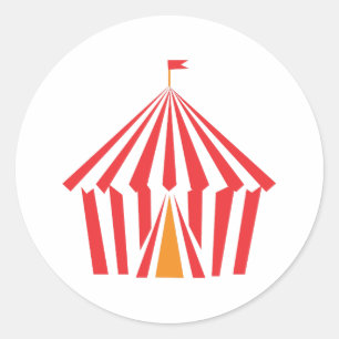 Red Stripe Tent Classic Round Sticker