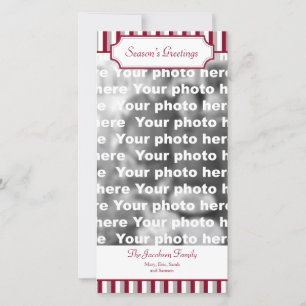 Red stripe vertical Christmas holiday greeting Card