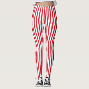 Red Stripe Watercolor Leggings