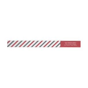 Red Stripe Wrap Around Return Address Labels