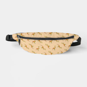 Red stripe yellow dinosaurs fanny pack