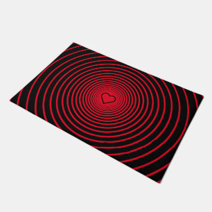 Red Striped Black Doormat with Heart Choose Colour