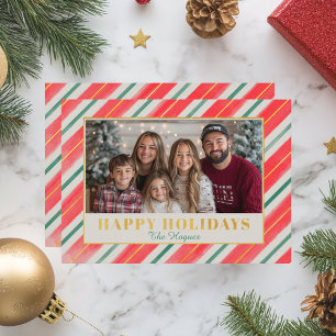 Red Striped Christmas  Holiday Card