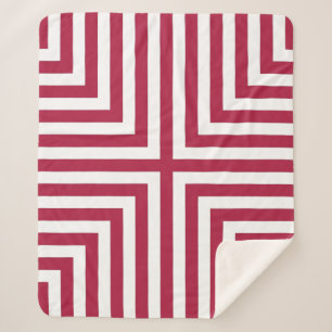 Red Striped Corner Box Repeat Pattern Sherpa Blanket