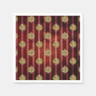 Red striped gold sun face pattern vintage gothic Napkin