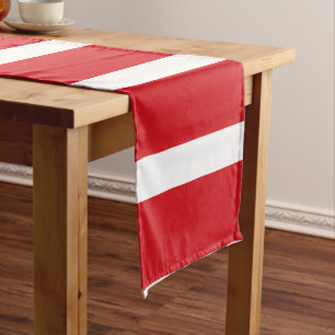Red striped short table runner
