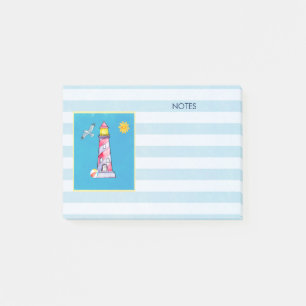 Red Striped Watercolor Lighthouse Post-it Notes