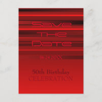 Red Stripes 50th Birthday Save the Date Postcard
