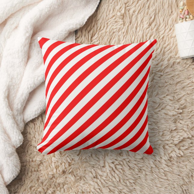 Red Stripes - Add 2nd Color Throw Pillow (Blanket)
