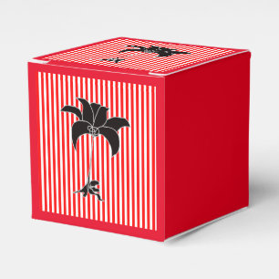 Red Stripes Black Floral  Favor Box