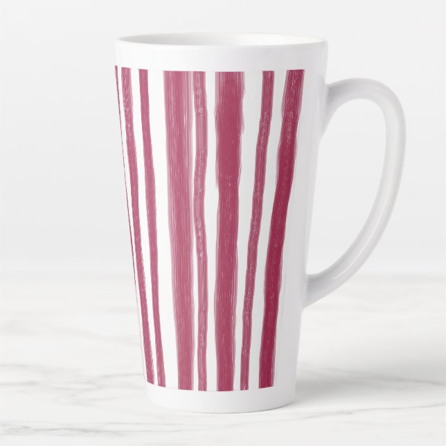Red Stripes Bordeaux  Latte Mug (Right)
