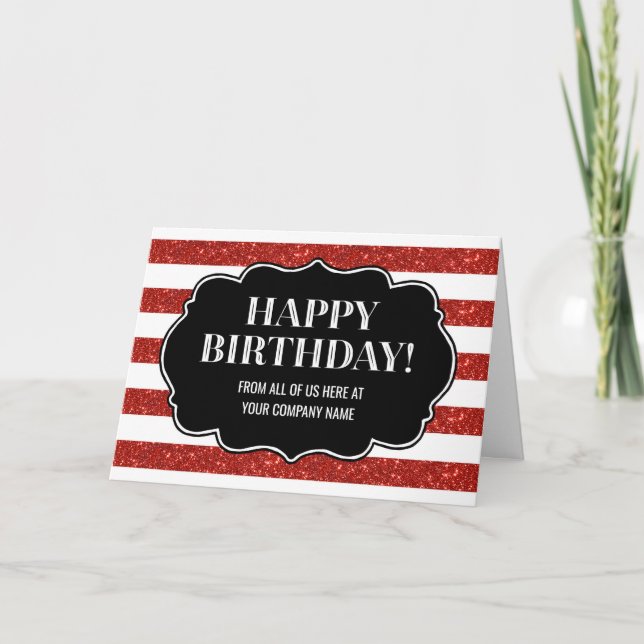 Red Stripes Business From Group Birthday Card (Front)