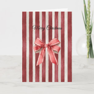 Red Stripes Christmas Bow Card