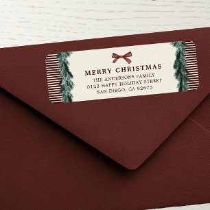 Red Stripes Christmas Garland Return Address