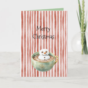 Red Stripes Christmas Happy Marshmallow in Cocoa Card