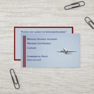 Red Stripes Commercial Airplane Captain Pilot Business Card