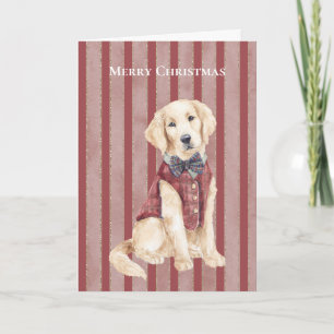 Red Stripes Dog Christmas Card