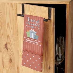 Red Stripes Family is the Best Gift Monogram Kitchen Towel