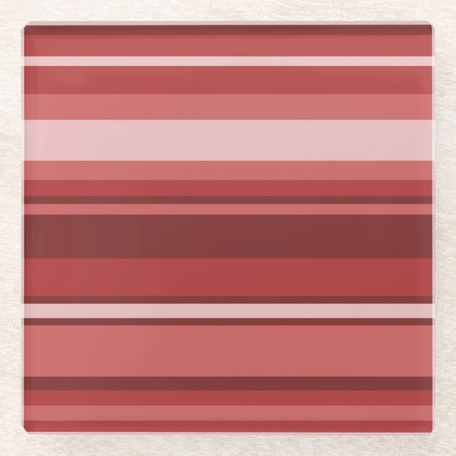 Red stripes glass coaster (Front)