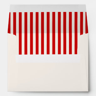 Red Stripes Hand Drawn Playful Bows Retro Wedding Envelope