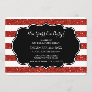 Red Stripes Invitation du réveillon du Nouvel An