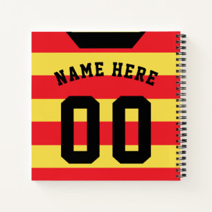 Red Stripes Jersey Template Notebook, Soccer Notebook