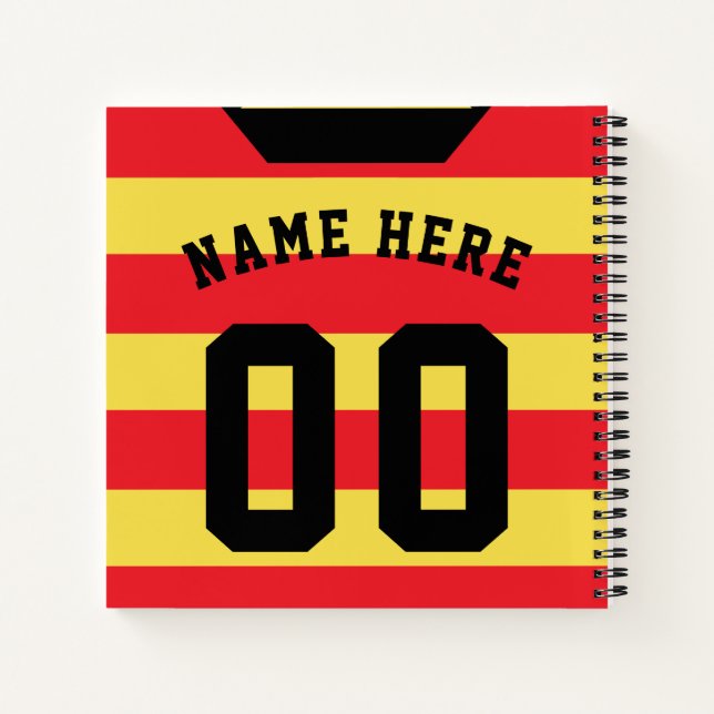 Red Stripes Jersey Template Notebook, Soccer Notebook (Back)