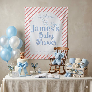 Red Stripes & Light Blue Ribbon Baby shower Tapestry