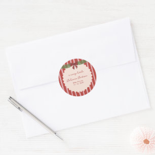 Red Stripes Merry Little Christmas Classic Round Sticker