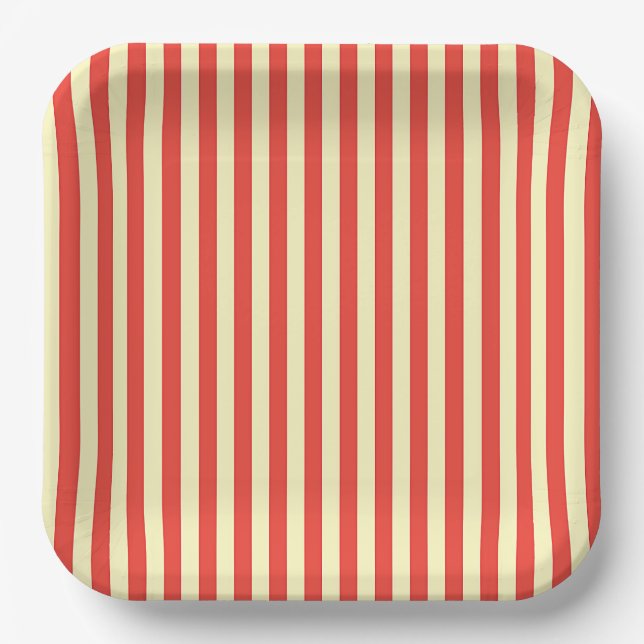 Red Stripes   Paper Plate (Front)
