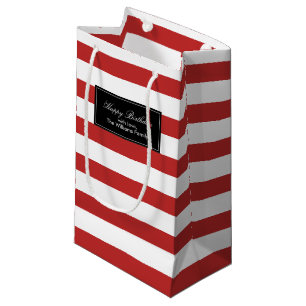 Red Stripes Pattern Personalized Small Gift Bag