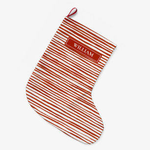 Red Stripes Personalized  Large Christmas Stocking