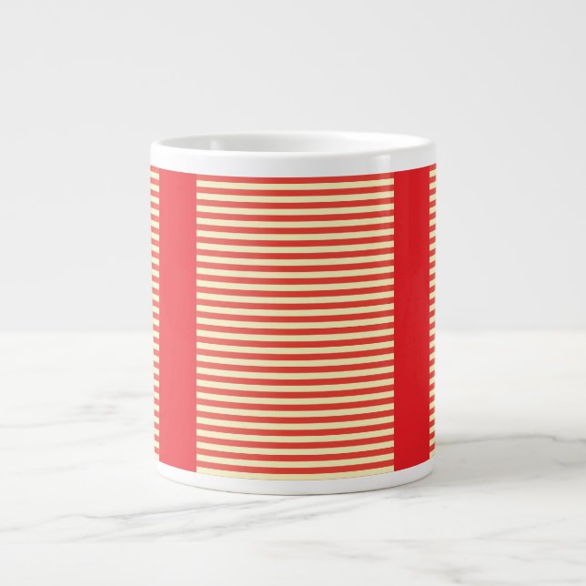 Red Stripes Red Gift  Large Coffee Mug (Front)