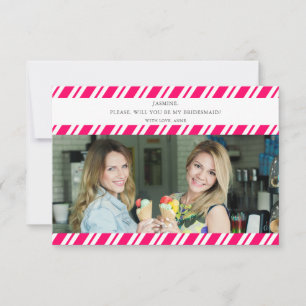Red Stripes Will You Be My Bridesmaid Photo Name