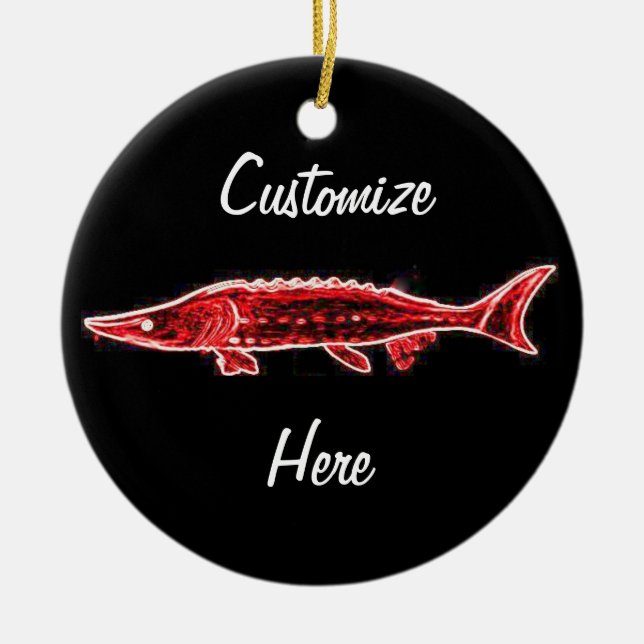 red sturgeon customized Thunder_Cove Ceramic Ornament (Front)