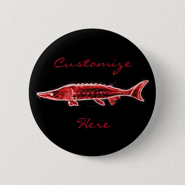 red sturgeon logo 2 inch round button (Front)