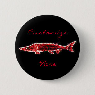 red sturgeon logo 2 inch round button
