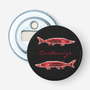 red sturgeon swimming bottle opener
