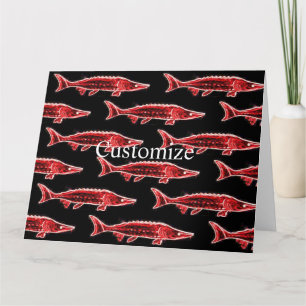red sturgeon swimming  card