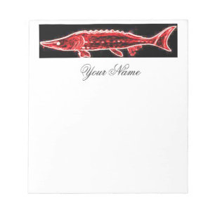 red sturgeon swimming notepad