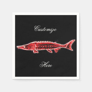 red sturgeon underwater black napkin